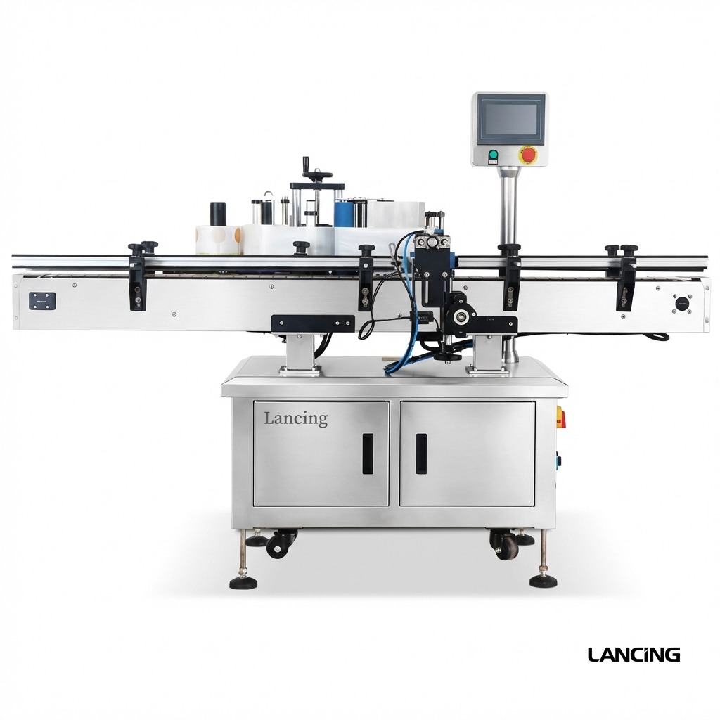 Automatic Round Bottle Cap & Body Labeling Machine