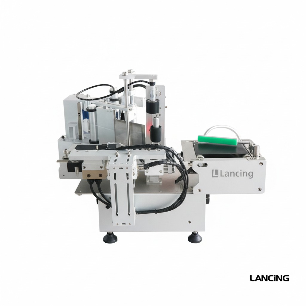 Automatic Square Bottle Body & Caps Labeling Machine gallery 3