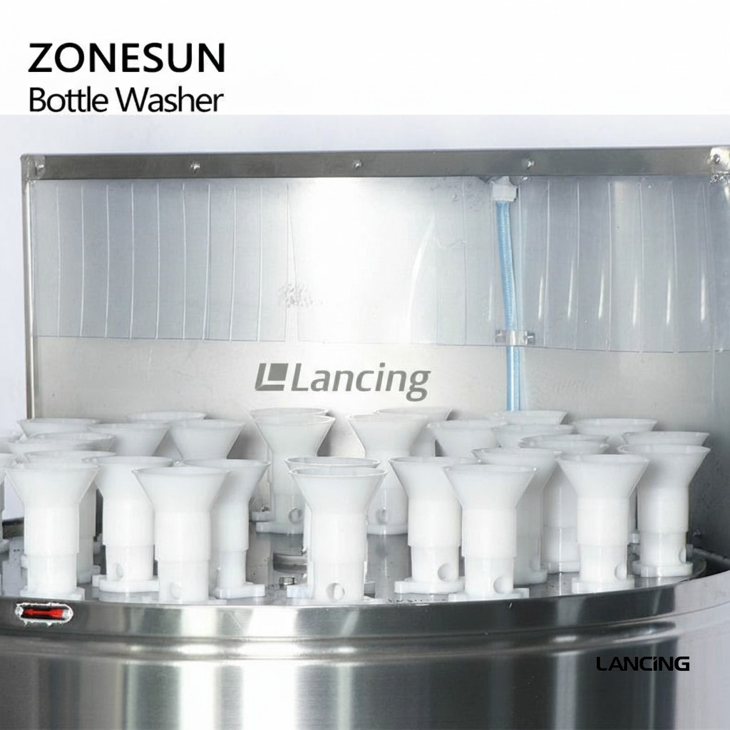 Rotary Small Semi Automatic Bottle Washing Machine gallery 4