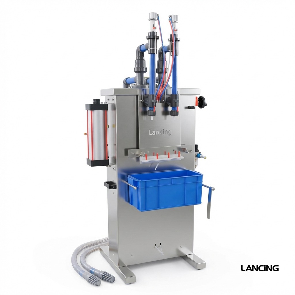 LU-YTCR2 Fully Pneumatic Semi-automatic 2 Nozzles Corrosive Liquid Filling Machine gallery 2