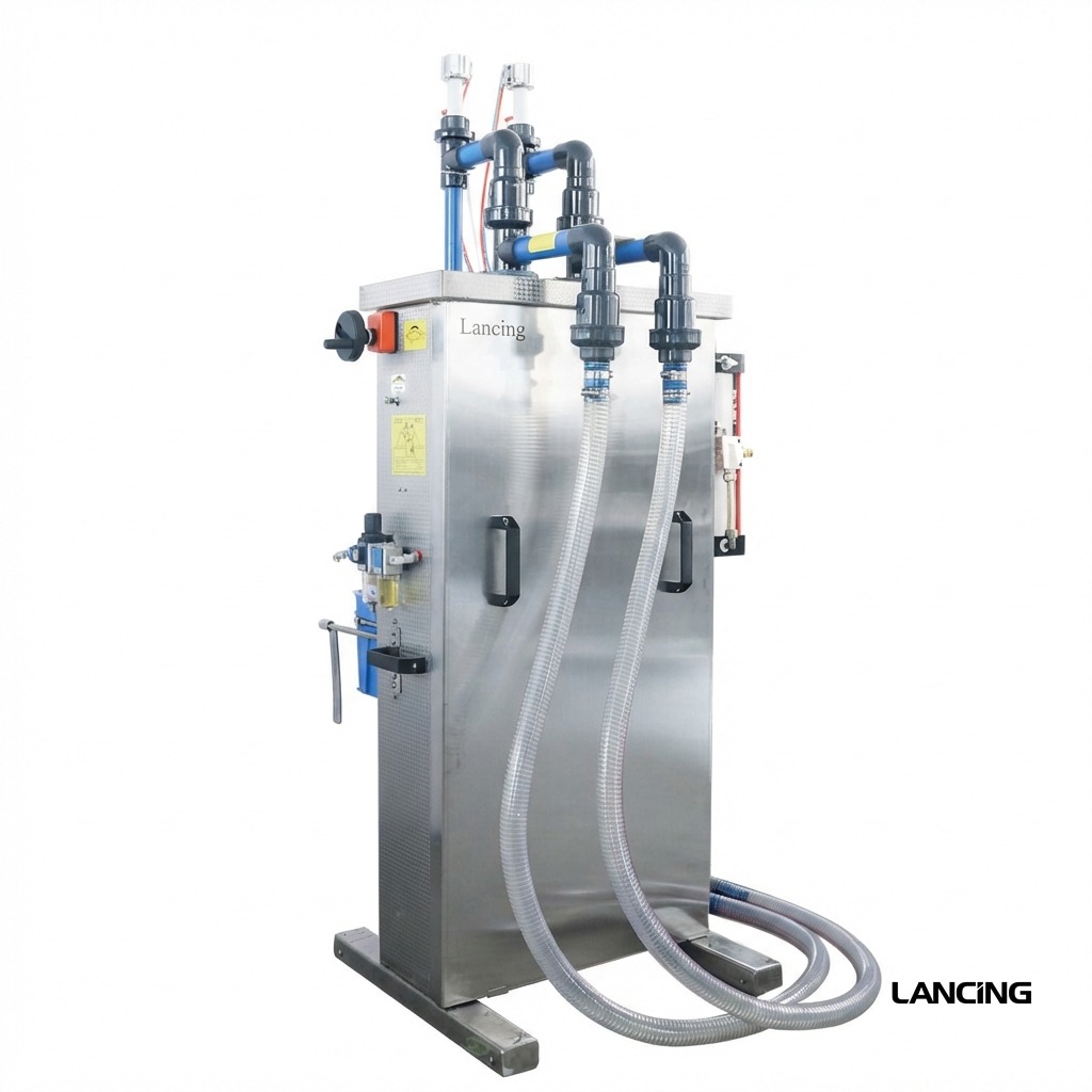 LU-YTCR2 Fully Pneumatic Semi-automatic 2 Nozzles Corrosive Liquid Filling Machine gallery 4
