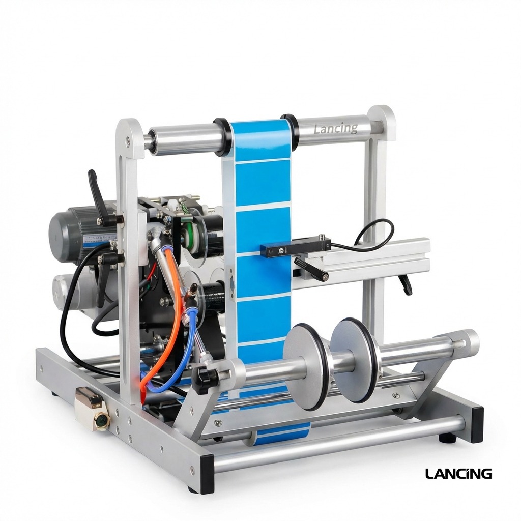 Semi-automatic Double Side Round Bottle Labeling Machine gallery 3