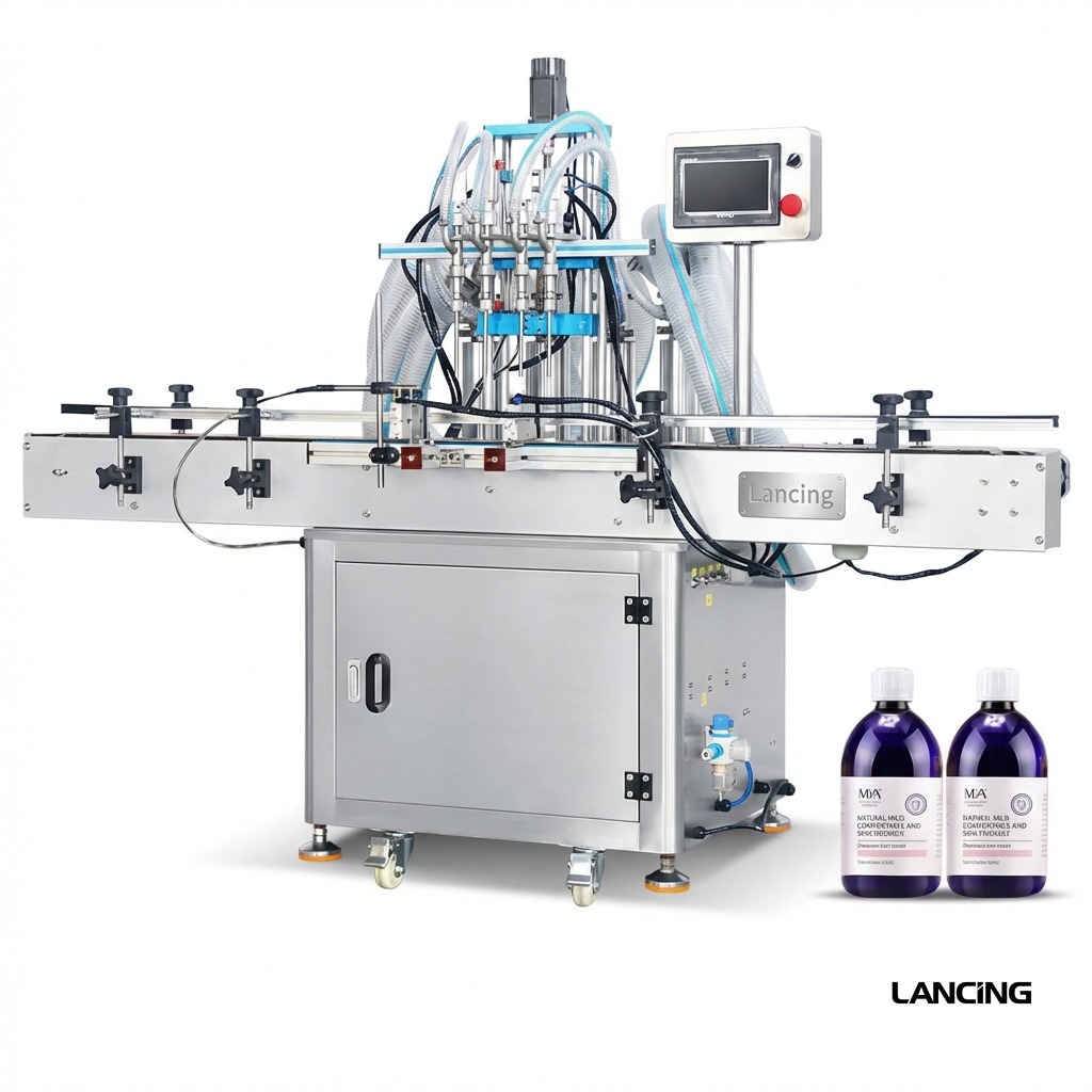 LU‑SV4HS 4‑Head Servo Piston Liquid Filling Machine