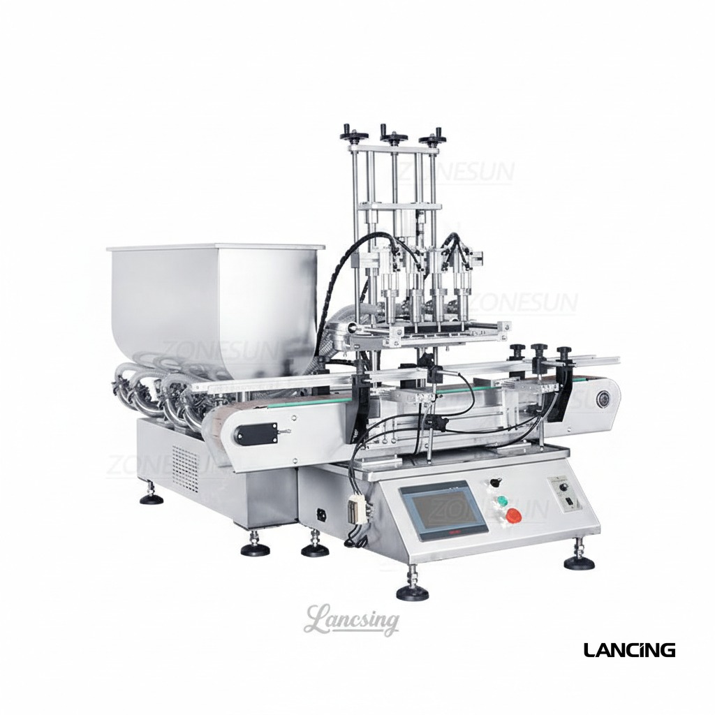 LU-DTGT4T Pneumatic 4-Nozzle Semi-Auto Liquid & Paste Filling Machine